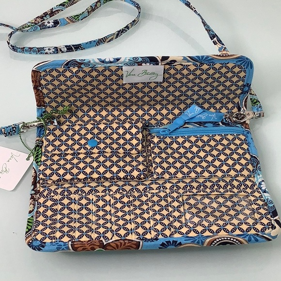 Vera Bradley Bali Blue Sleek wallet crossbody Clutch purse NWT - Picture 4 of 16